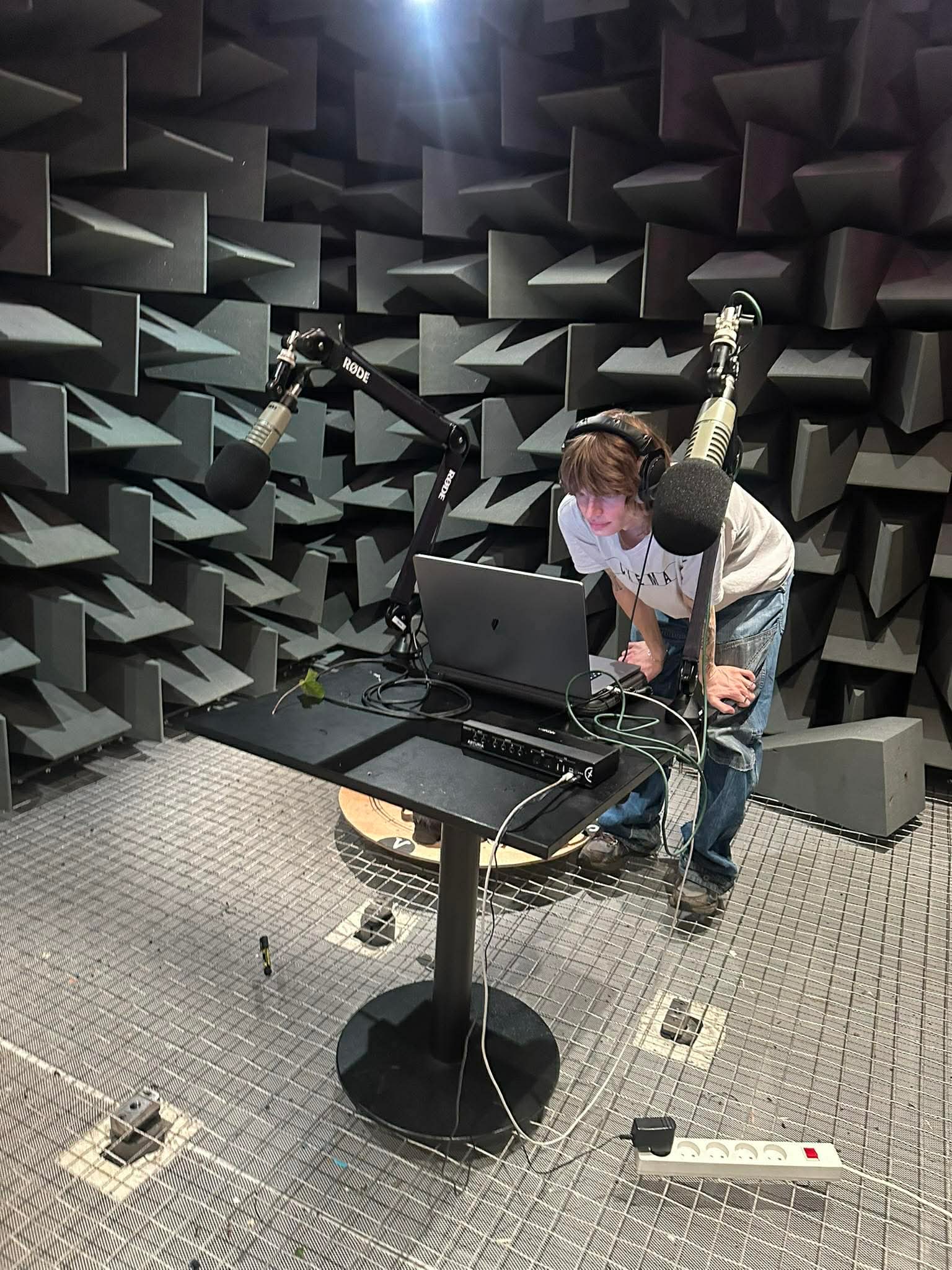 Sound recording in the anechoic chamber at Aalborg University Copenhagen