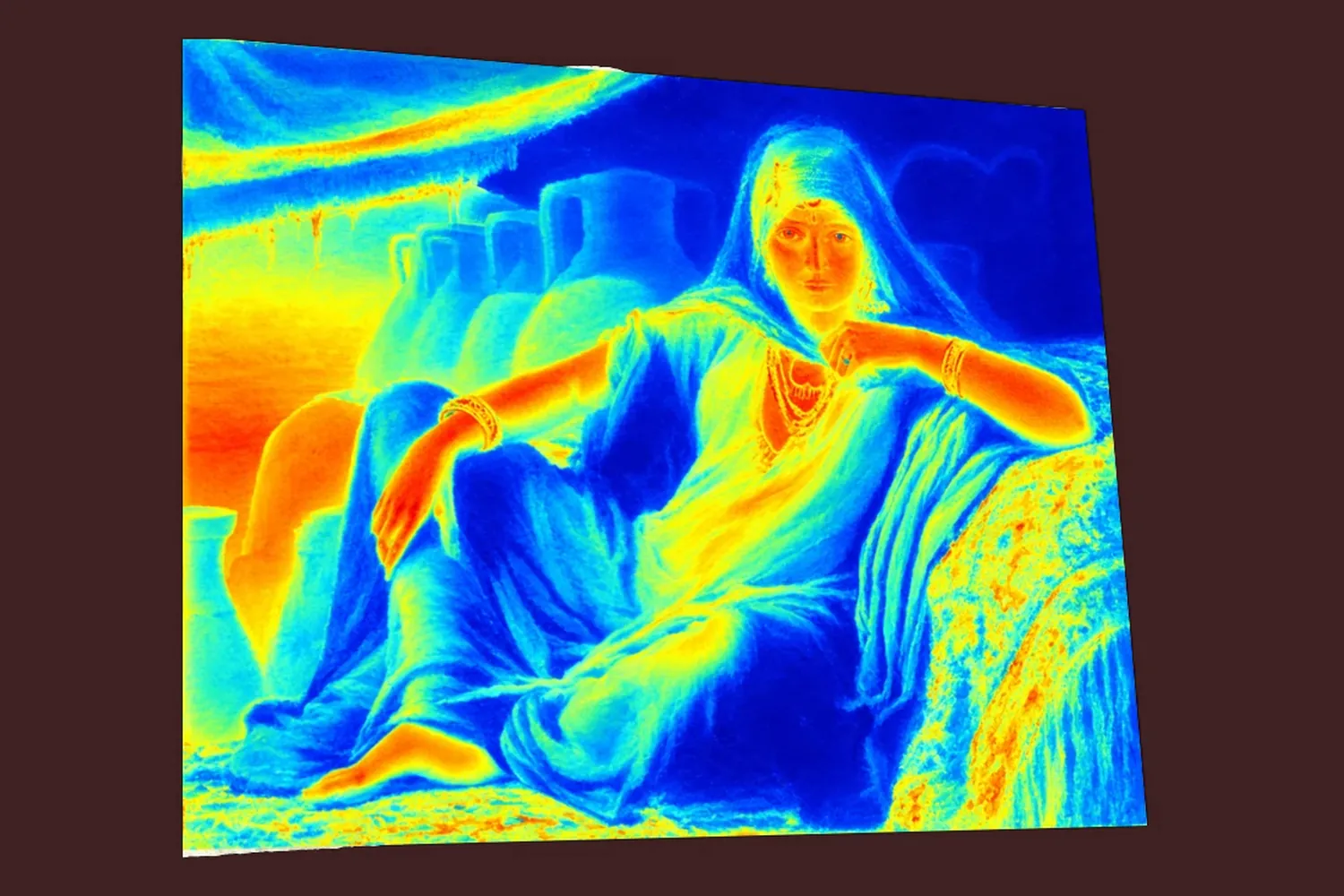 Sound map of An Egyptian Pot Seller at Gizeh. The colours show how strongly the installation responds with sound.